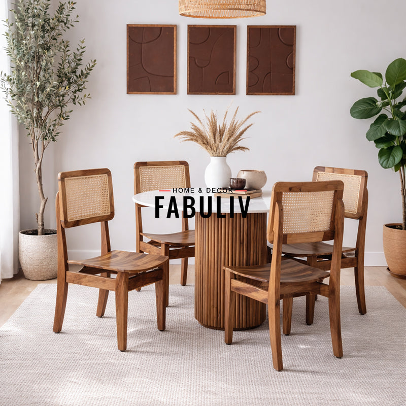 Gistel Marble Top 4 Seater Dining Set