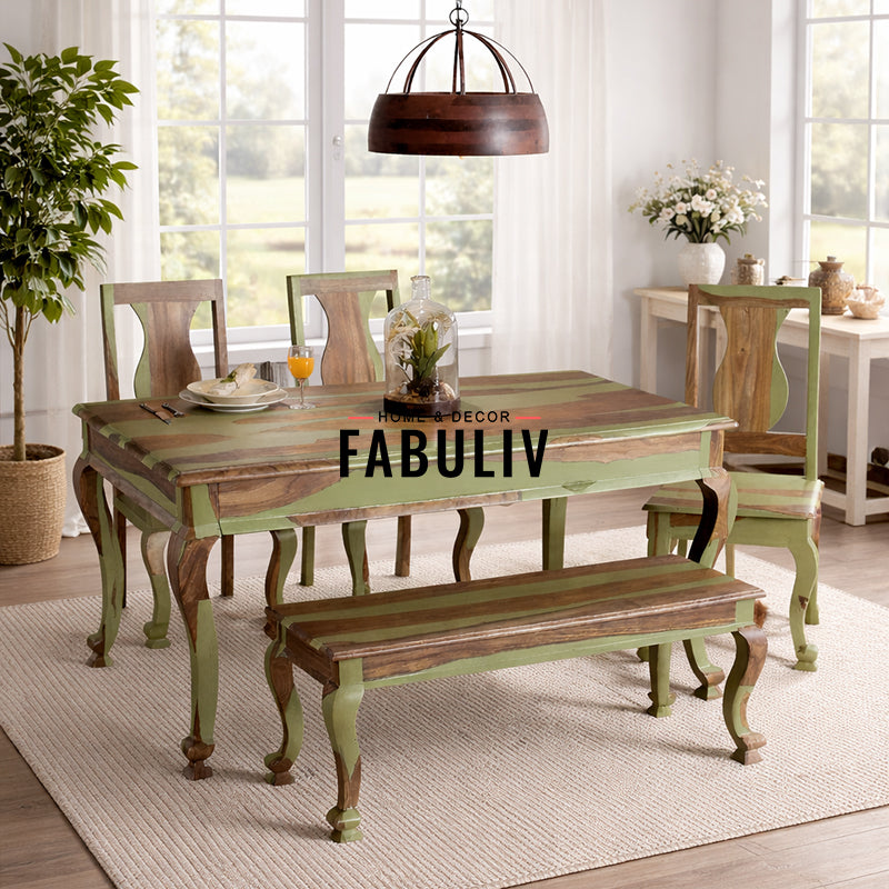 Pansy Solid Wood Six Seater Dining Set