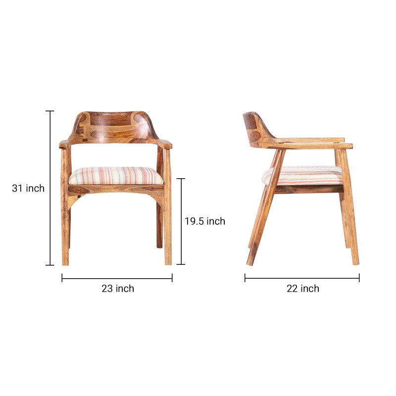 Diego Rattan Sheesham Wood 6 Seater Dining Table with 6 Chairs