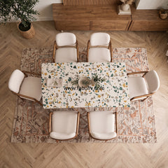 Mosaico Marble & Sheesham Wood Dining Set - 6 Seater