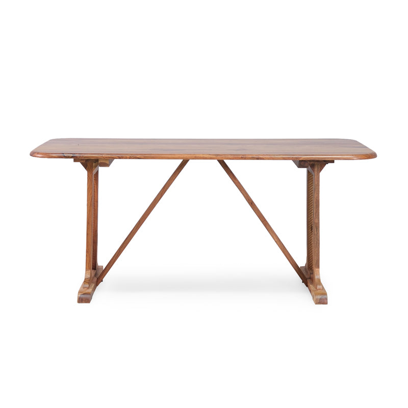 Diego Rattan Sheesham 6 Seater Dining Table with Chairs – Fabuliv