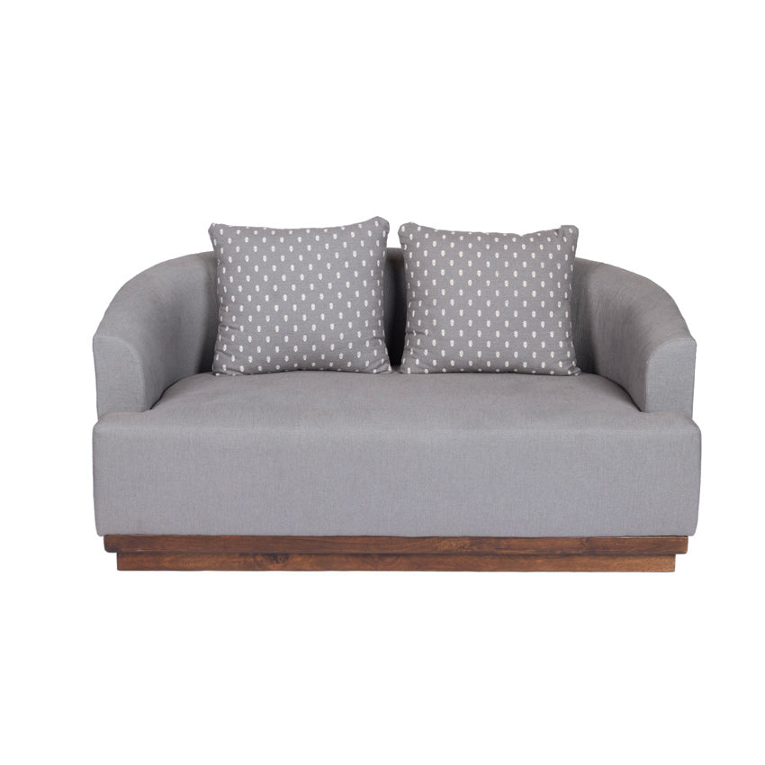 Samuel Solid Wood Two Seater Sofa In Grey & Brown
