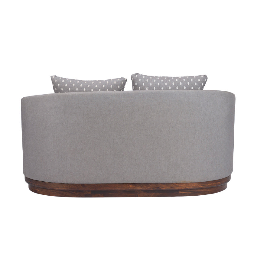 Samuel Solid Wood Two Seater Sofa In Grey & Brown