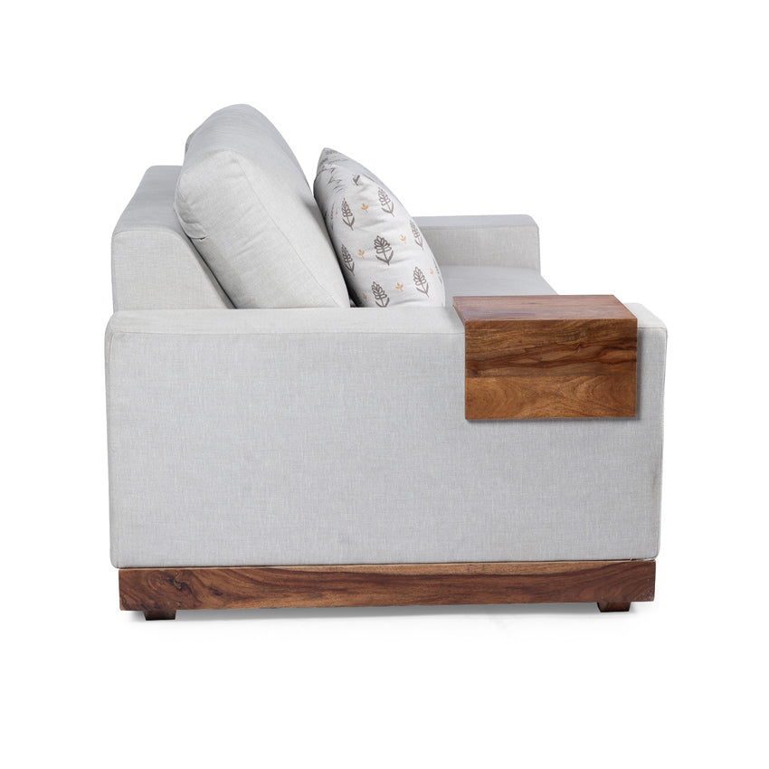 Valentina 2 Seater Sofa With Sheesham Wood Base & Linen Fabric