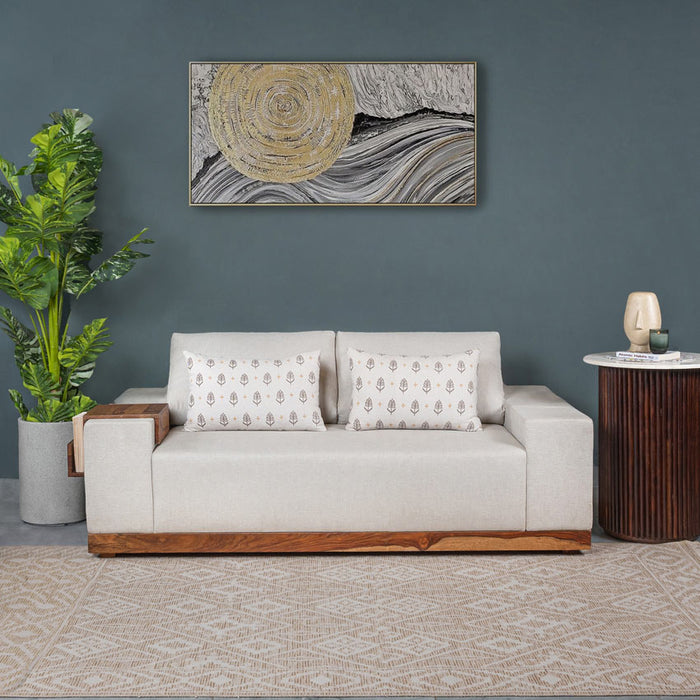 Valentina 2 Seater Sofa With Sheesham Wood Base & Linen Fabric - Fabuliv