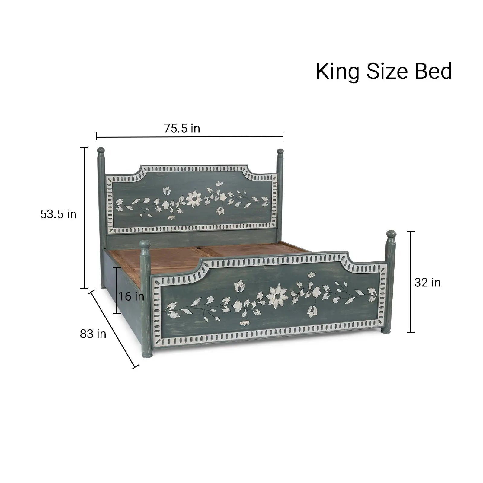 Olive Athens Solid Wood Bed