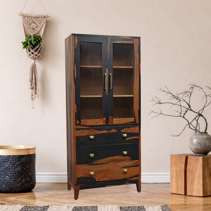 Aarambh Sheesham Wood Crockery Unit In Dual Tone Finish