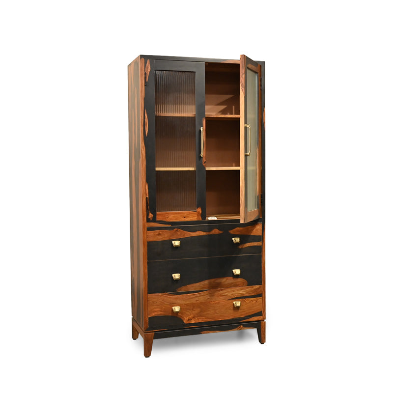 Aarambh Sheesham Wood Crockery Unit In Dual Tone Finish