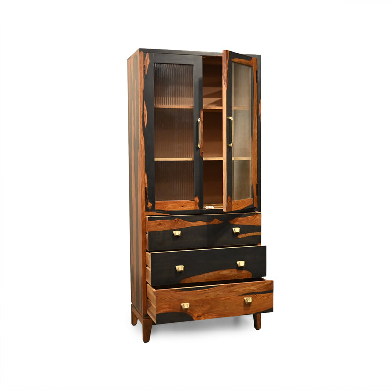 Aarambh Sheesham Wood Crockery Unit In Dual Tone Finish