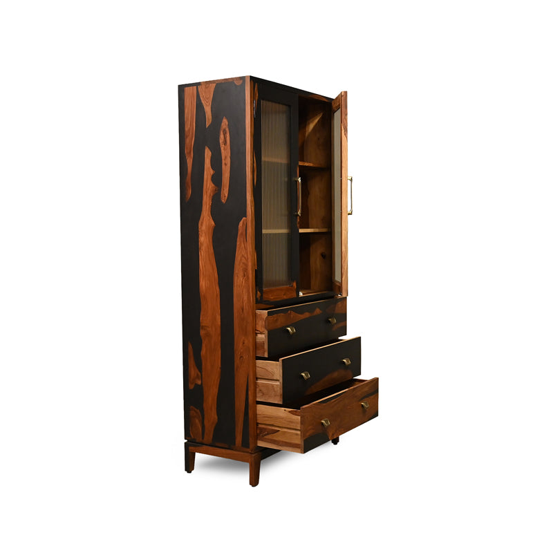 Aarambh Sheesham Wood Crockery Unit In Dual Tone Finish