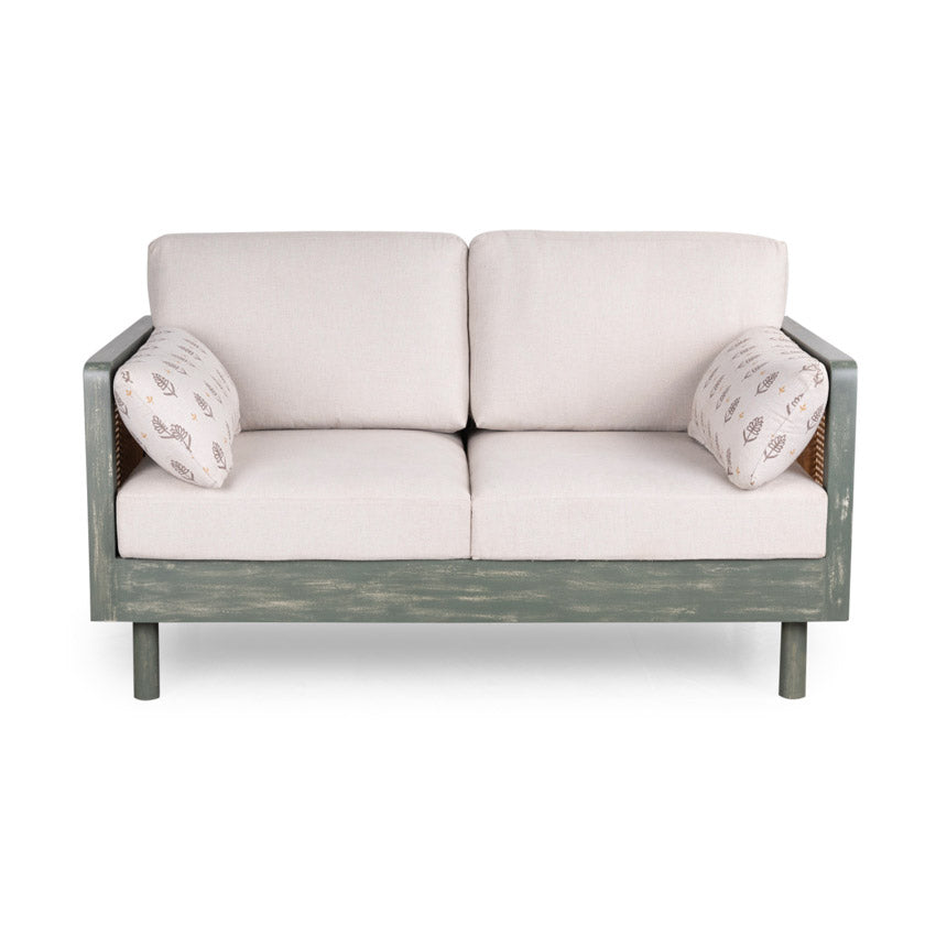 Ethan Solid Wood 2 Seater Sofa with Rattan Cane Work