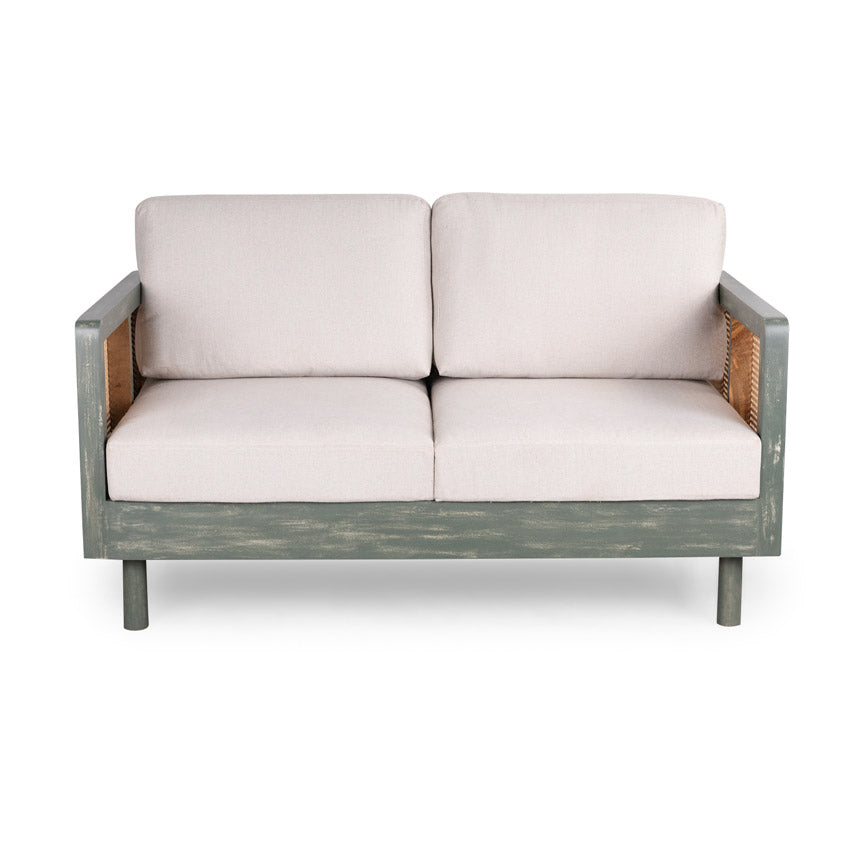 Ethan Solid Wood 2 Seater Sofa with Rattan Cane Work