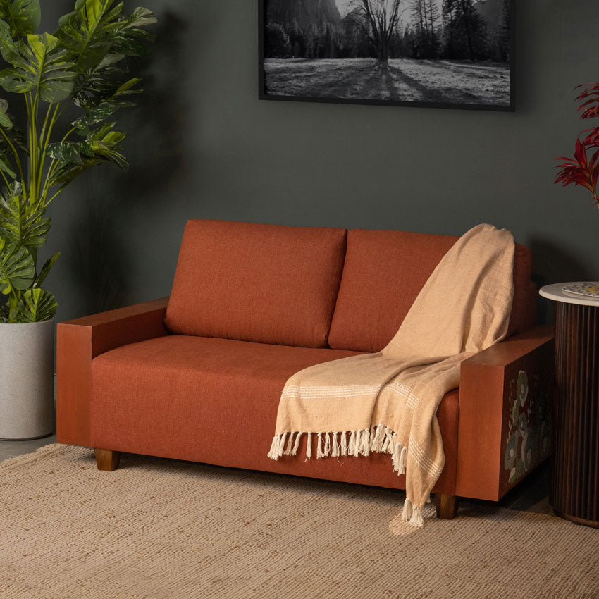 Noah Large 2 Seater Sofa with Wooden Handrest