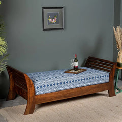 Malaga Day Bed in Blue Handwoven Fabric