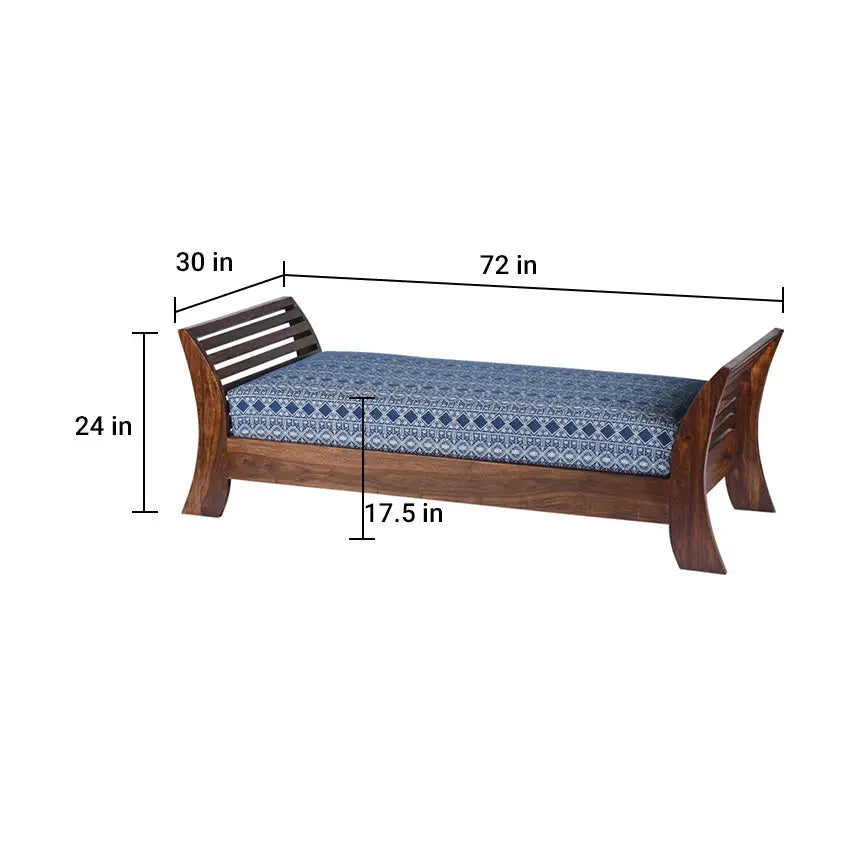 Malaga Day Bed in Blue Handwoven Fabric