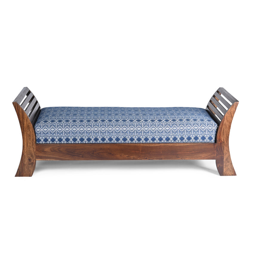 Malaga Day Bed in Blue Handwoven Fabric