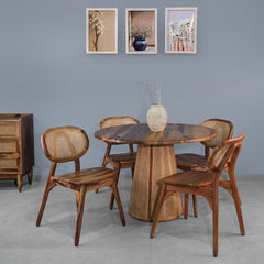 Fidel Solid Wood 4 Seater Dining Table with 4 Chairs