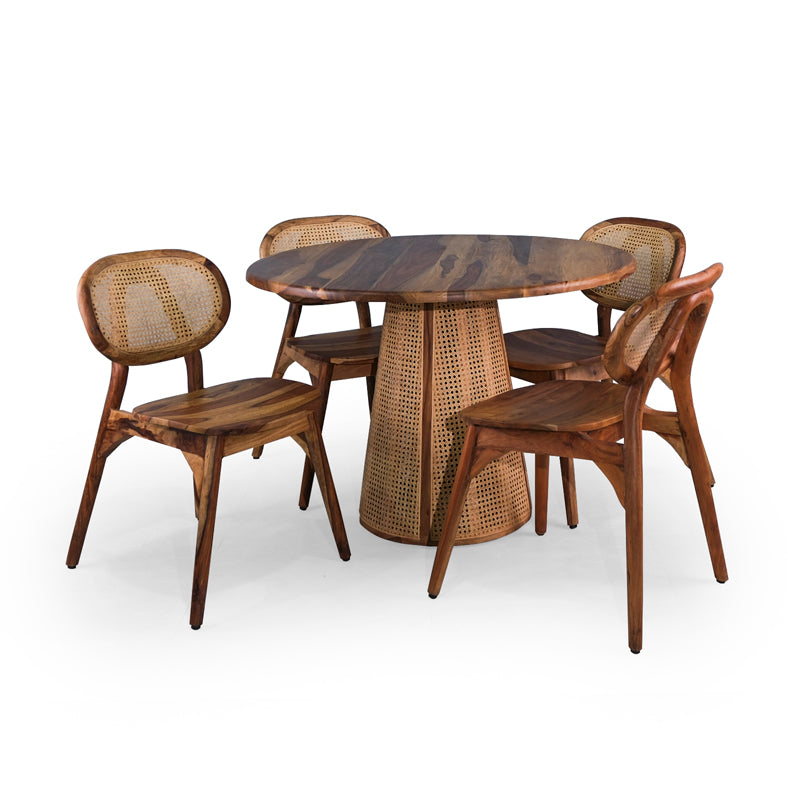 Fidel Solid Wood 4 Seater Dining Table with 4 Chairs | Fabuliv