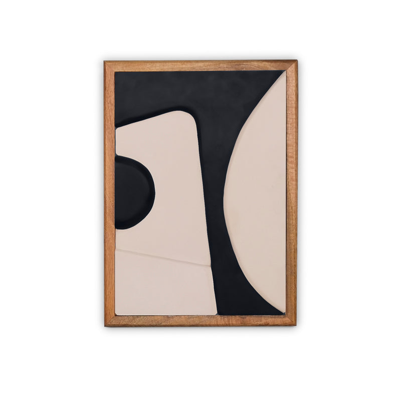 Wooden Wall Art Set of 3 in Black and White Colour