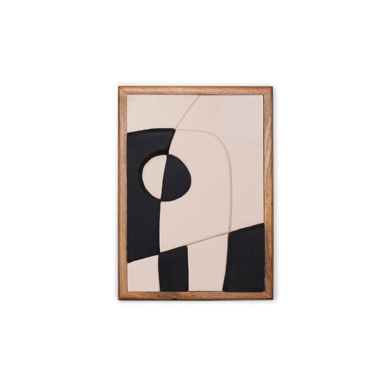Wooden Wall Art Set of 3 in Black and White Colour