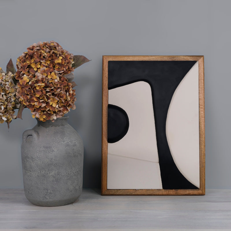 Wooden Wall Art Set of 3 in Black and White Colour