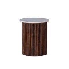 Elmora Marble Top and Wooden Round End Table