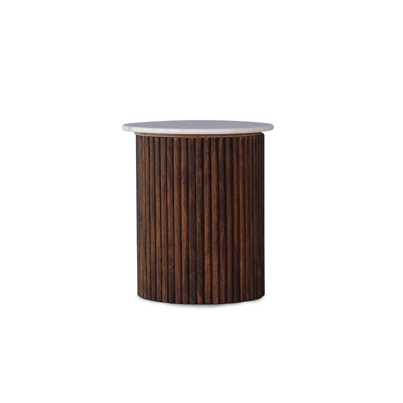 Elmora Marble Top and Wooden Round End Table