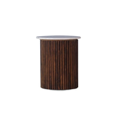 Elmora Marble Top and Wooden Round End Table