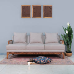 Arbor Rattan Sofa 3 Seater Textured Light Brown