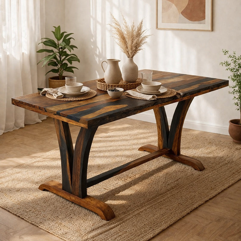 Mathis Solid Wood Six Seater Dining Table