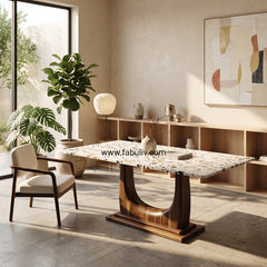 Mosaico Marble & Sheesham Wood Dining Table