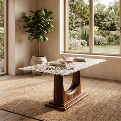 Mosaico Marble & Sheesham Wood Dining Table