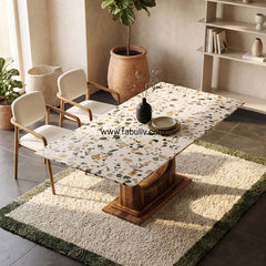 Mosaico Marble & Sheesham Wood Dining Table