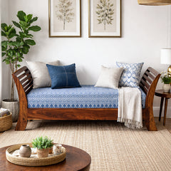 Malaga Day Bed in Blue Handwoven Fabric