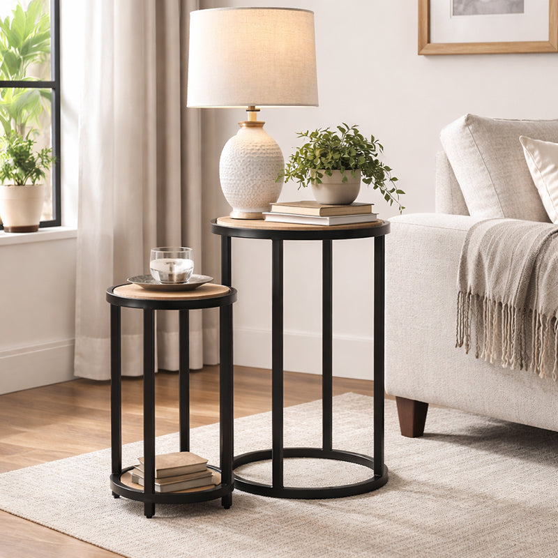Eclat Iron and Wood Set of 2 End Table