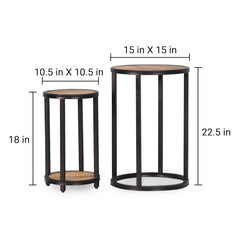 Eclat Iron and Wood Set of 2 End Table