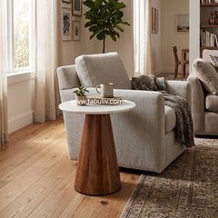 Novello Marble & Sheesham Wood End Table