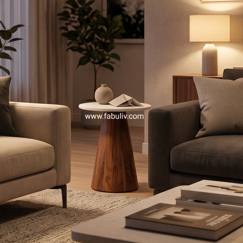 Novello Marble & Sheesham Wood End Table