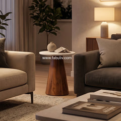Novello Marble & Sheesham Wood End Table