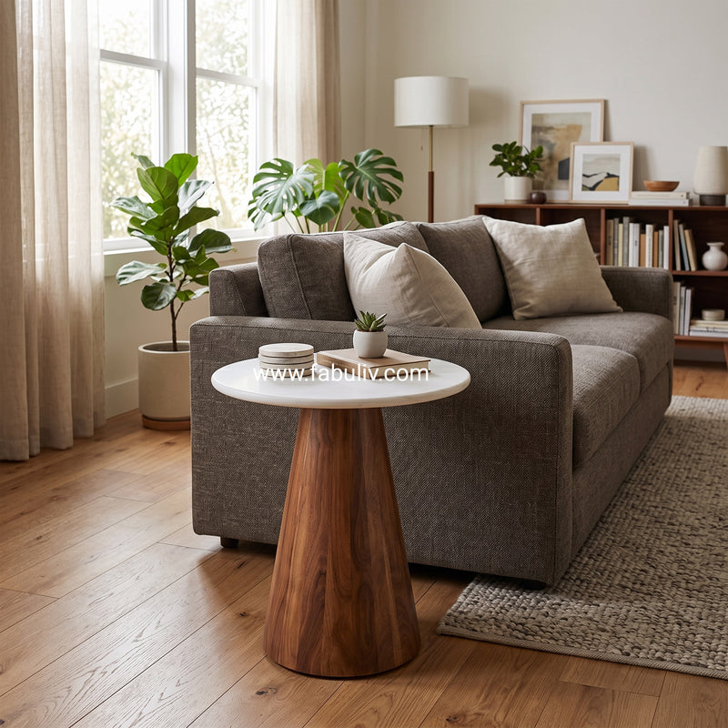 Novello Marble & Sheesham Wood End Table