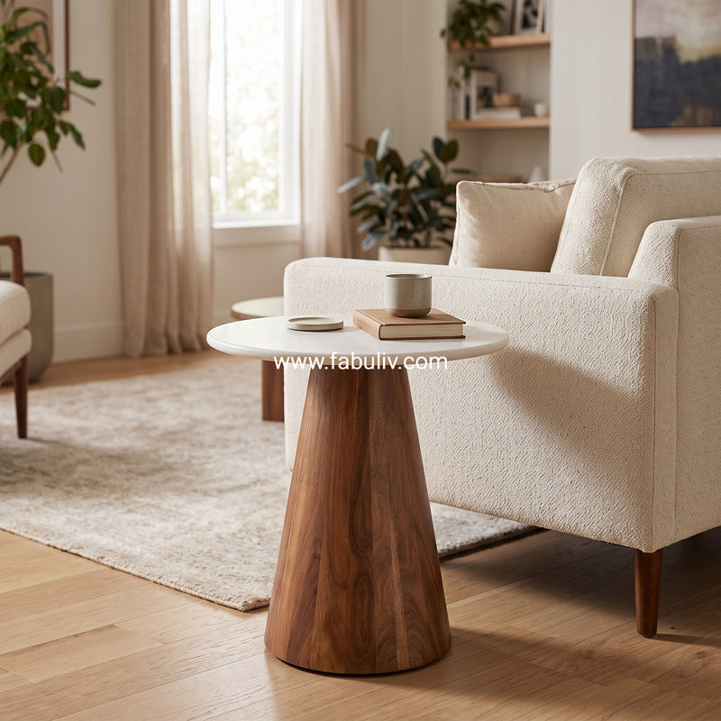 Novello Marble & Sheesham Wood End Table
