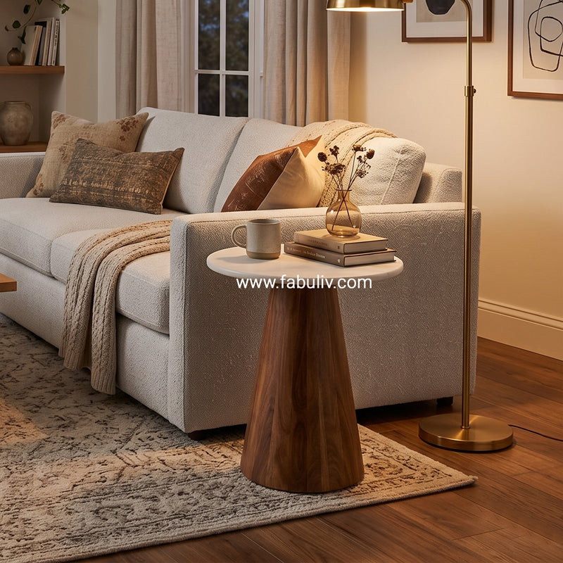Novello Marble & Sheesham Wood End Table