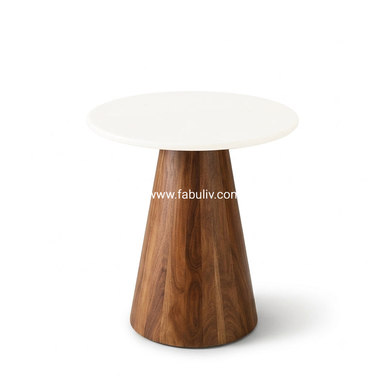 Novello Marble & Sheesham Wood End Table