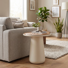 Belloro End Table in Teak & Oyster White Colour