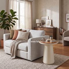 Belloro End Table in Teak & Oyster White Colour