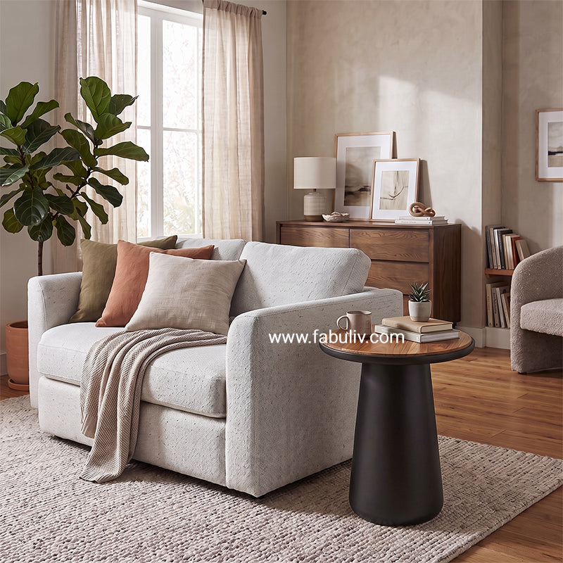 Belloro End Table in Teak & Black Colour