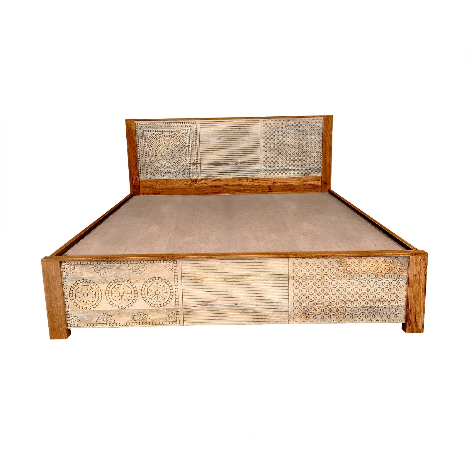 Dravidian Hand Carved Solid Wood Bed