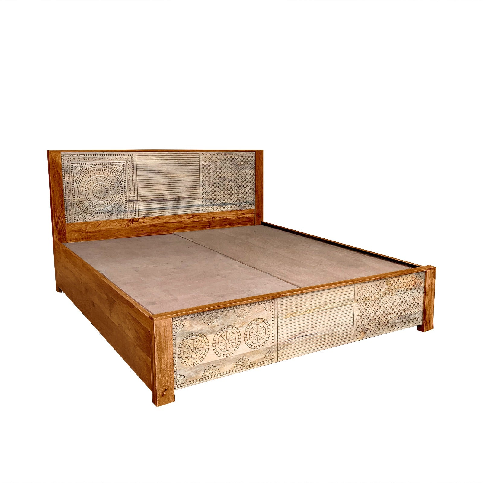 Dravidian Hand Carved Solid Wood Bed
