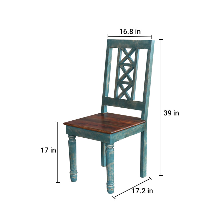 Oliver Rustic Blue Dining Set with Regular Size Table