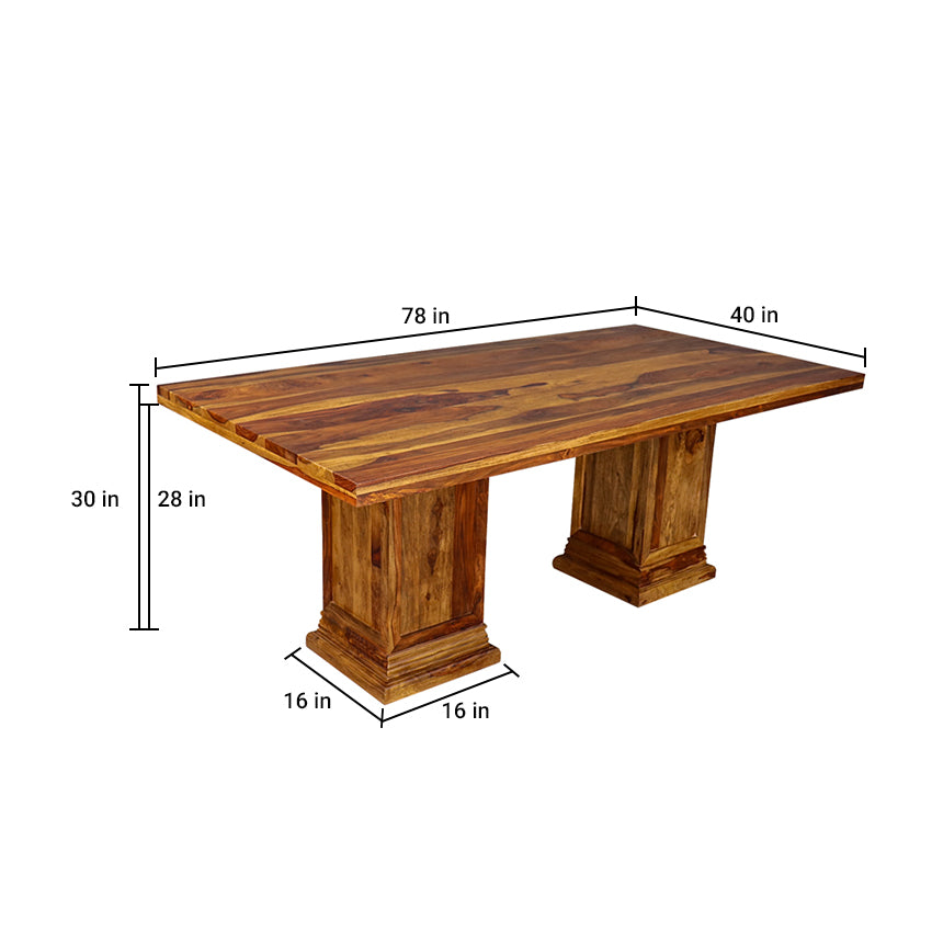 Enrico Solid Wood Six Seater Dining Set with Linen Fabric